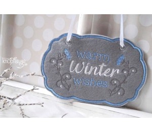 Stickdatei ITH - Türschild Warm Winter Wishes